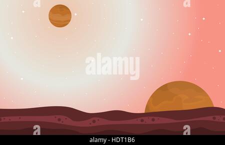Fantasy alien landscape, another planet nature with rocks and planets ...