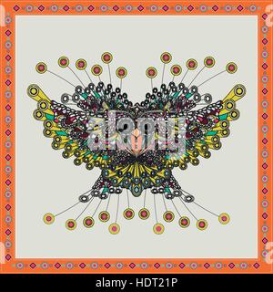 gorgeous owl coloring page in exquisite style Stock Vector