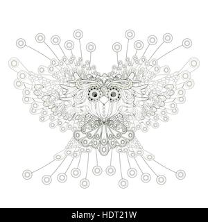 gorgeous owl coloring page in exquisite style Stock Vector