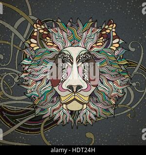 majestic lion coloring page design in exquisite style Stock Vector