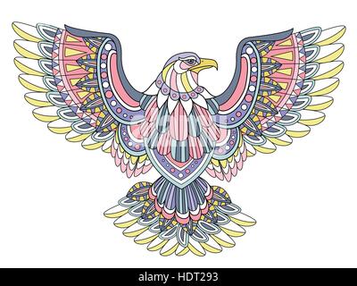 flying eagle coloring page in exquisite style Stock Vector