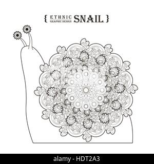 lovely snail coloring page in exquisite style Stock Vector