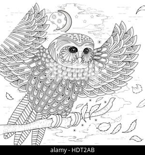 lovely owl coloring page design in exquisite style Stock Vector