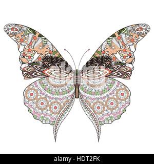 beautiful butterfly coloring page in exquisite line Stock Vector