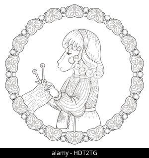 adorable sheep coloring page with floral elements in exquisite line Stock Vector