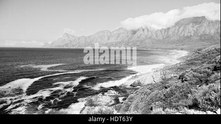 in south africa coastline indian ocean  near the mountain and beach with pkant and bush Stock Photo