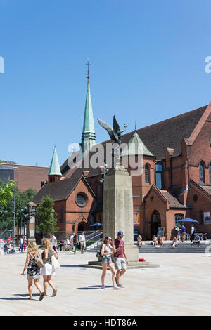 Woking Town Square showing War Memorial and Christ Church, Woking, Surrey, England, United Kingdom Stock Photo