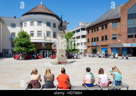 Woking Town Square showing War Memorial, Woking, Surrey, England, United Kingdom Stock Photo