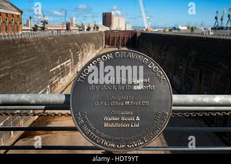 Former thompsons dry graving dock where the Titanic was built in titanic quarter queens island, Belfast Northern Ireland, UK. Thompson Graving Dock. C Stock Photo