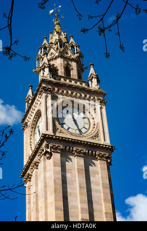 The Albert Memorial Clock is a tall clock tower situated at Queen's Square in Belfast, Northern Ireland, UK. It was completed in 1869 and is one of th Stock Photo