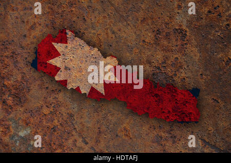 Map and flag of Nepal on rusty metal Stock Photo - Alamy