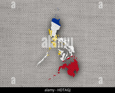 flag of philippines on old linen Stock Photo - Alamy