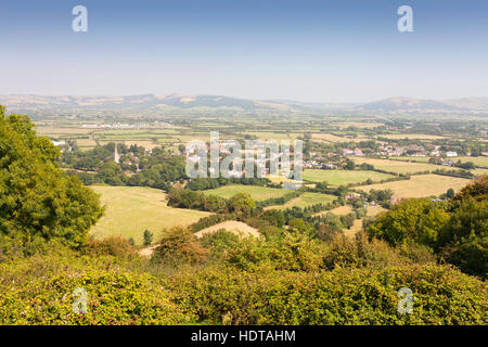 The village of East Brent as seen from the top of Brent Knoll, Somerset, UK Stock Photo