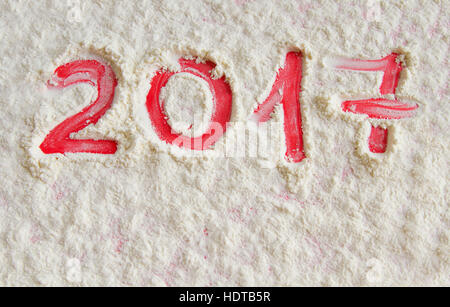 New year 2017 written on the flour background Stock Photo