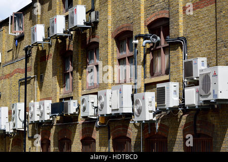 London England, UK. Air-conditioning units behind buildings Stock Photo