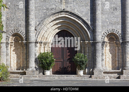 Entrance, Saint-Georges Romanesque Church, Saint-Georges d'Oleron, Ile d'Oleron, Oleron, Charente-Maritime, France Stock Photo