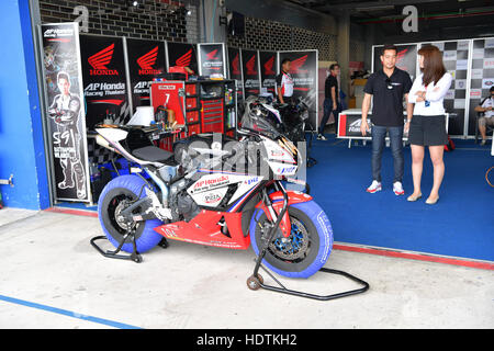 BURIRAM - DECEMBER 4 : Honda Motorcycle of AP Honda Racing Thailand in Asia Road Racing Championship 2016 at Chang International Racing Circuit on Dec Stock Photo