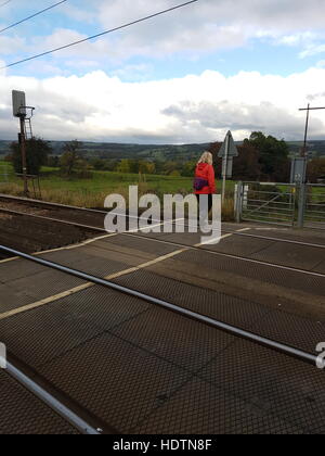 Unmanned level crossing Stock Photo