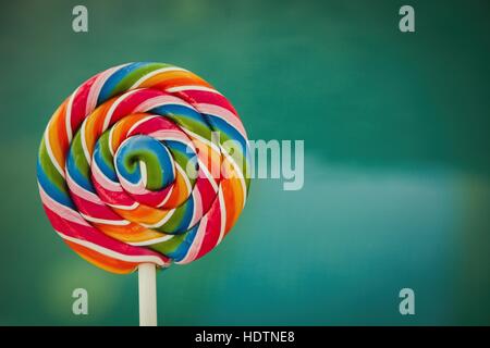 Nice round lollipop with many colors in a spiral Stock Photo