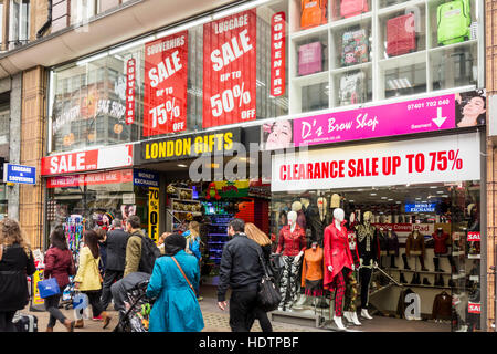 Tourist shops on Oxford Street, London, UK Stock Photo