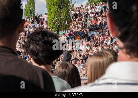 Bear Pit karaoke Mauerpark Berlin Germany Stock Photo