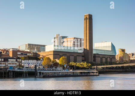 View of Tate Modern from the north bank of the river Thames, London, UK