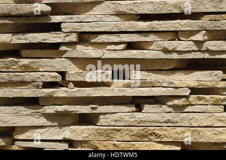 Tiles from sandstone close up. horizontal background Stock Photo