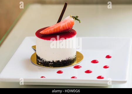 strawberry shortcake on white dish Stock Photo