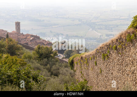 Etruscan city wall. Etruscan town Cortona in Tuscany, Italy. Stock Photo