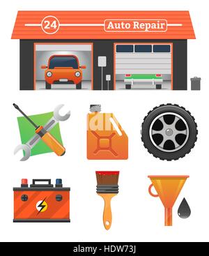 Auto repair icons set Stock Vector