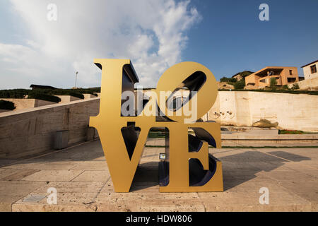 LOVE, iconic pop art image by American artist Robert Indiana on display at the Cafesjian Museum of Art in the Yerevan Cascade; Yerevan, Armenia Stock Photo