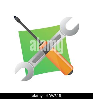 Wrench and screwdriver icon isolated on white background. Stock Vector
