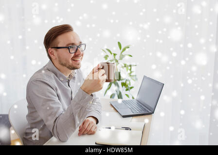 creative man or businessman drinking coffee Stock Photo
