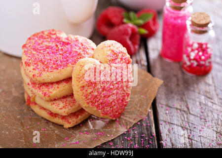 Valentines day heart shaped cookies Stock Photo