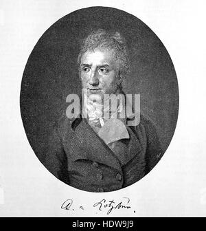 August Friedrich Ferdinand von Kotzebue, 1761-1819, a German dramatist and writer, woodcut from the year 1880 Stock Photo