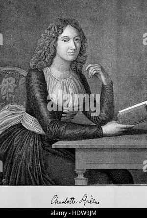 Charlotte Luise Antoinette von Schiller, born Charlotte von Lengefeld, 1766-1826, the wife of German poet Friedrich Schiller, woodcut from the year 1880 Stock Photo