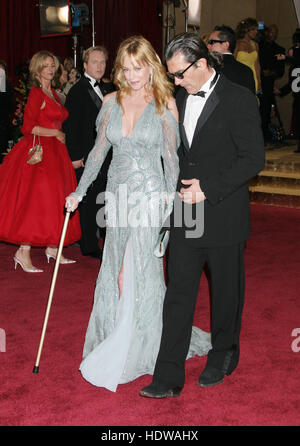 Antonio Banderas and Melanie Griffith arrives at the 77th Annual Academy Awards  in Los Angeles on Feb. 21, 2005. Photo credit: Francis Specker Stock Photo