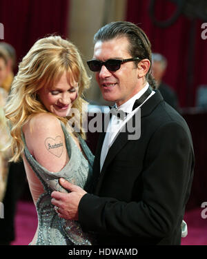 Antonio Banderas and Melanie Griffith arrives at the 77th Annual Academy Awards  in Los Angeles on Feb. 21, 2005. Photo credit: Francis Specker Stock Photo