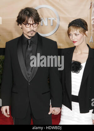 Johnny Depp and Vanessa Paradis at the Screen Actors Guild Awards  in Los Angeles on Feb. 5, 2005 Photo credit: Francis Specker Stock Photo