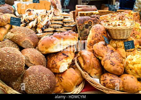 Artisan bread stall at Ludlow food festival, Ludlow, Shropshire, England, UK Stock Photo
