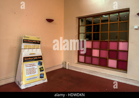 Old notice board saying goodbye to Selly Oak Hospital, Birmingham, England, UK Stock Photo