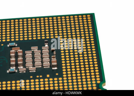 Electronic collection - Computer CPU from the bottom side isolated on white background Stock Photo