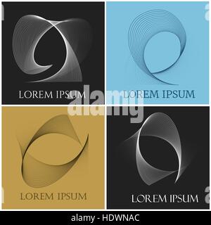 Abstract contour graphics emblem set. Curved Lines and sample text. Vector illustration Stock Vector