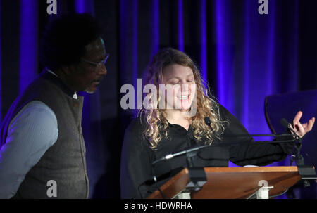 Clarke Peters and Kate Tempest performs during the 'Letters Live' event at HMP Brixton, London. Stock Photo