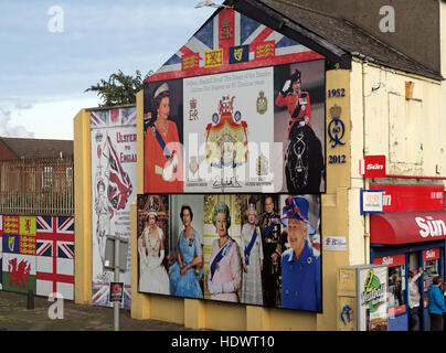 60 years of Queen Elizabeth II Shankill Road West Belfast,Northern Ireland,UK Stock Photo