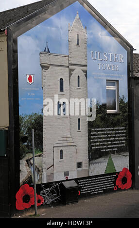 Ulster Tower mural, off Shankill Road West Belfast,Northern Ireland,UK Stock Photo