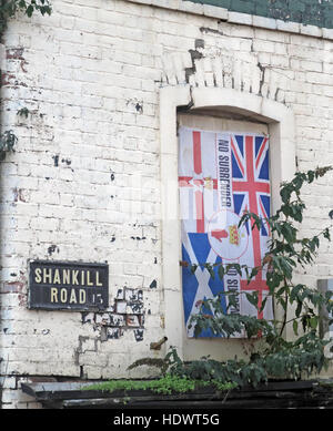 Empty buildings in the Shankill Road, West Belfast, Northern Ireland, UK Stock Photo