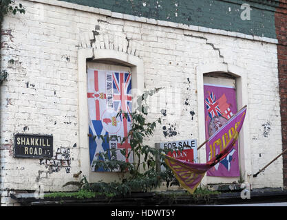 British flags, off Shankill Road West Belfast,Northern Ireland,UK