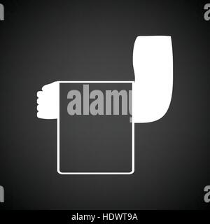 Waiter hand with towel icon. Black background with white. Vector ...