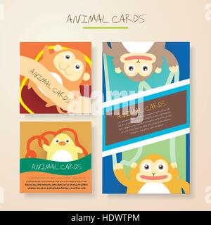 lovely cartoon animal characters cards collections set Stock Vector